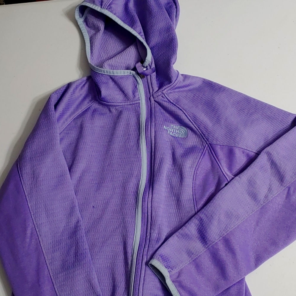 The North Face full zip purple fleece hoodie